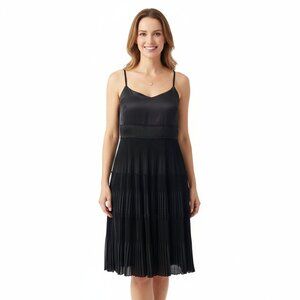 Simon Chang Pleated Black Dress Size 6